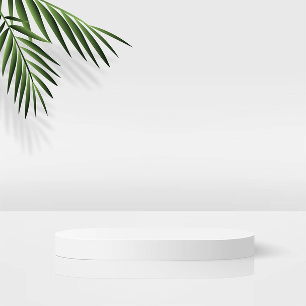 Fondo abstracto con podios geométricos en 3D de color blanco. Ilustración vectorial. - Vector, Imagen