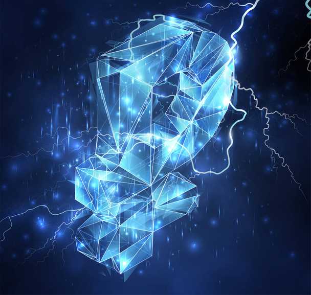 3d vector object on a background of blue sky. lightning and thunder. strength and power - Вектор,изображение