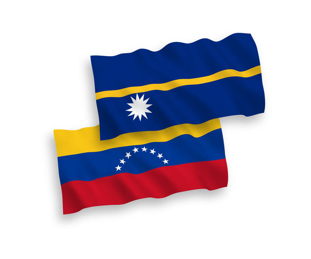 Zászló Venezuela és a Nauru Köztársaság fehér alapon - Vektor, kép