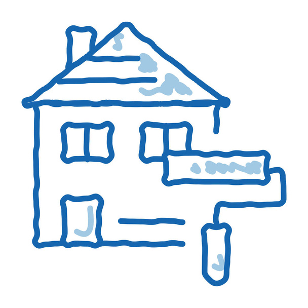 ház festmény firka ikon kézzel rajzolt illusztráció - Vektor, kép