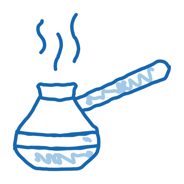 hrnec pro vařit kávu čmáranice ikona ručně kreslené ilustrace - Vektor, obrázek