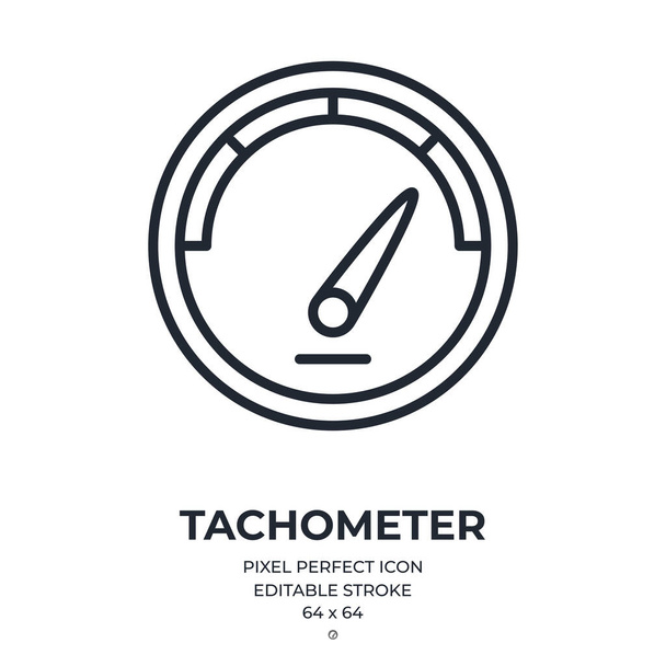Tachometer editable stroke outline icon isolated on white background flat vector illustration. Pixel perfect. 64 x 64. - Vector, Image