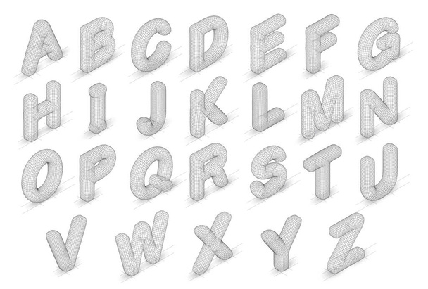 vector set of letters, ready alphabet. 3d style - Vetor, Imagem