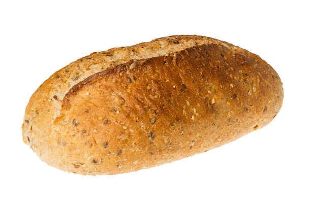 Pão de trigo integral artesanal isolado contra branco
 - Foto, Imagem