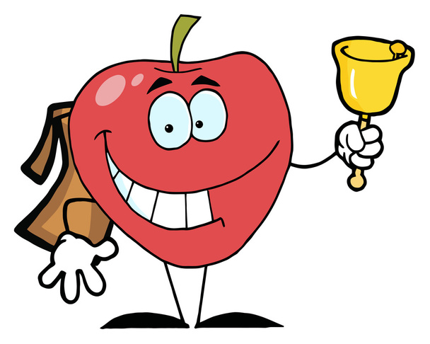 šťastný červené školy apple zvoní zvon - Fotografie, Obrázek