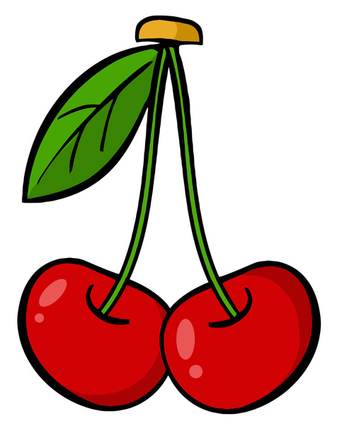 dvě třešně na stonky s listy - Fotografie, Obrázek