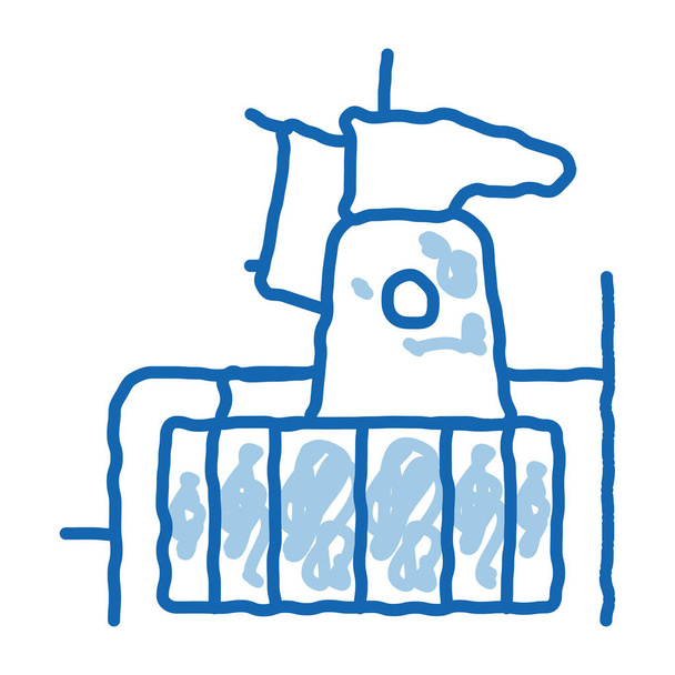 drenagem instrumento de limpeza doodle ícone mão desenhada ilustração - Vetor, Imagem