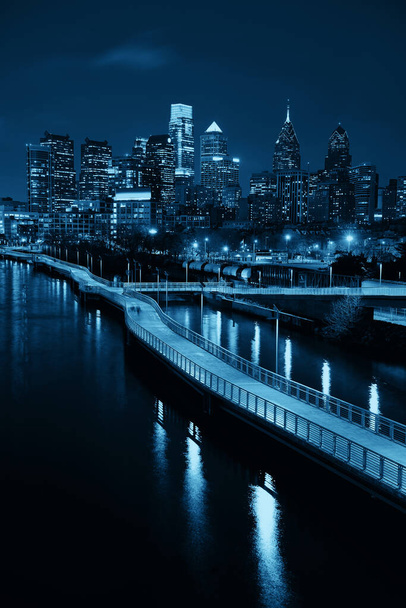 Philadelphia skyline at night with urban architecture. - Photo, Image