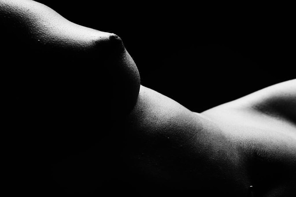 Artistic black and white picture of a woman nude chest - Fotoğraf, Görsel