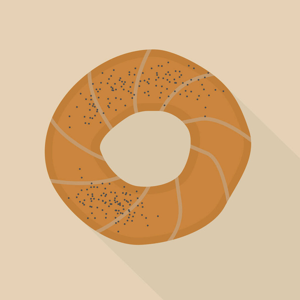 traditionele Krakau bagel met maanzaad - vector illustratie - Vector, afbeelding