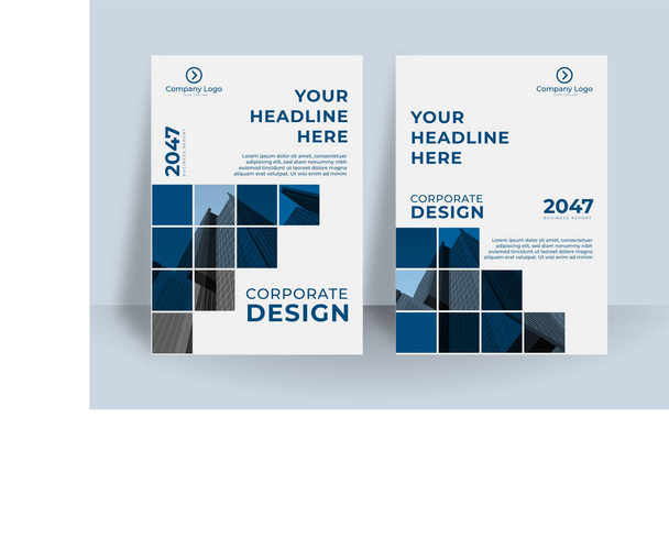 Moderní modrá bílá A4 kryt design layout set pro podnikání. Abstraktní geometrie s korporátní koncept vektorové ilustrace na pozadí. Dobrý pro brožuru, výroční zpráva, průmyslový katalog - Vektor, obrázek