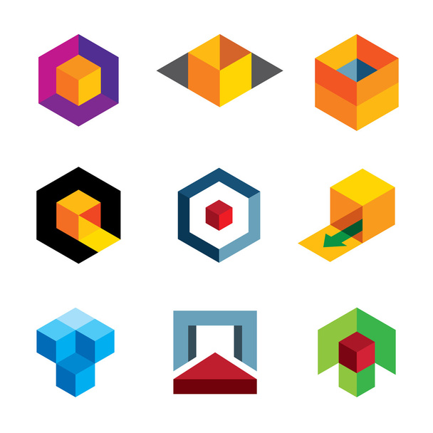 Creative 3d kuution elin ammatillinen yrityksen logo kuvake
 - Vektori, kuva