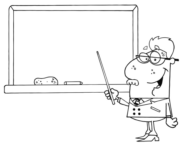 δάσκαλος Λυκείου αρσενικό δείχνει πίνακα κιμωλίας - Φωτογραφία, εικόνα