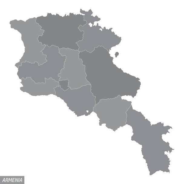Armenia mapa administracyjna odizolowana na białym tle - Wektor, obraz