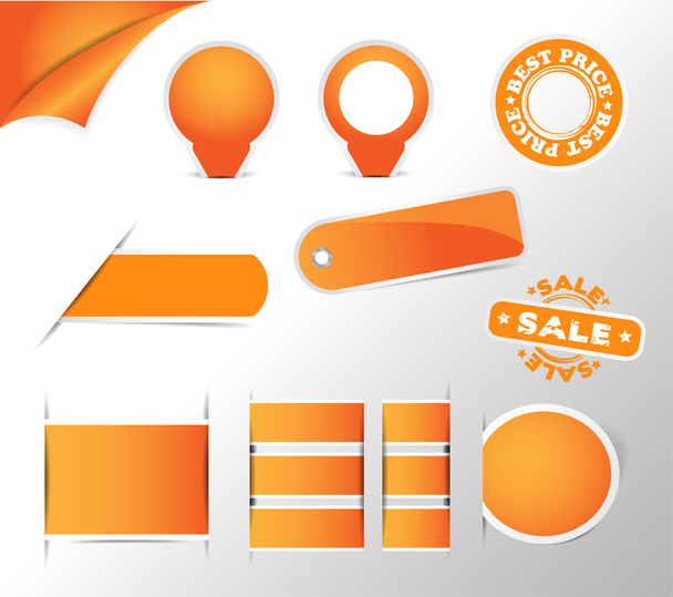 orangefarbene Aufkleber, Tags, Labels Collection - Vektor, Bild
