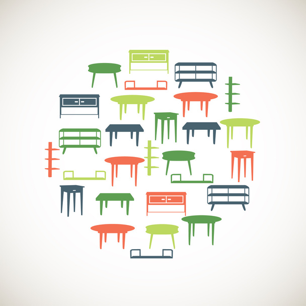 Colorful furniture icons - table - Vector, Imagen