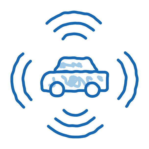 voiture signalisation doodle icône illustration dessinée à la main - Vecteur, image