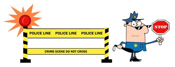 Жовтий поліцією лінії і співробітник ДАІ - Фото, зображення