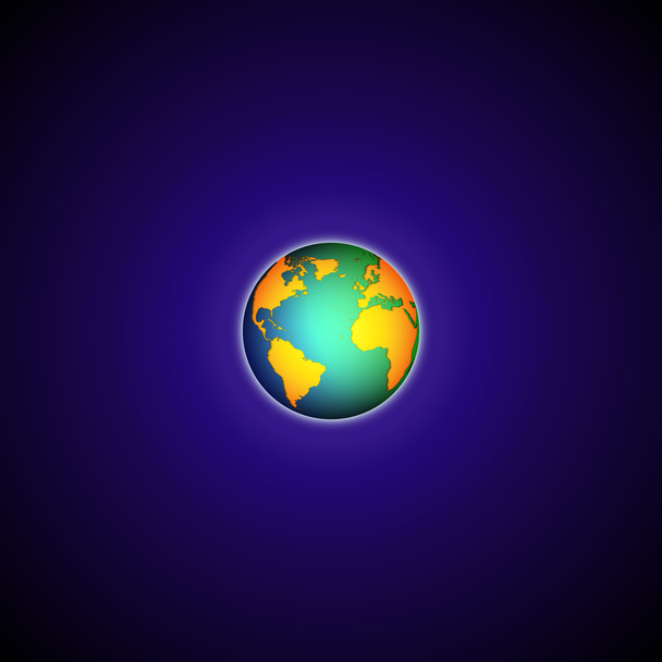 Color Globe mapa del mundo en el vector de fondo azul
 - Vector, Imagen