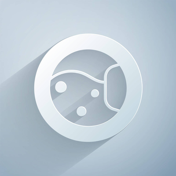 Paper cut Washer icon isolated on grey background. Washing machine icon. Clothes washer - laundry machine. Home appliance symbol. Paper art style. Vector - ベクター画像