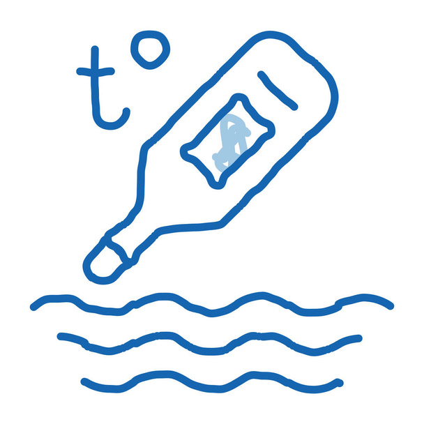water thermometer doodle pictogram hand getekend illustratie - Vector, afbeelding