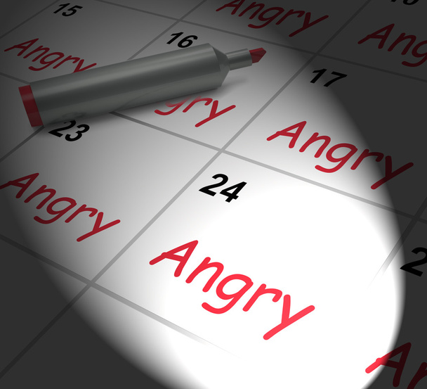 怒っている怒りの怒りと憤り、カレンダーが表示されます。 - 写真・画像