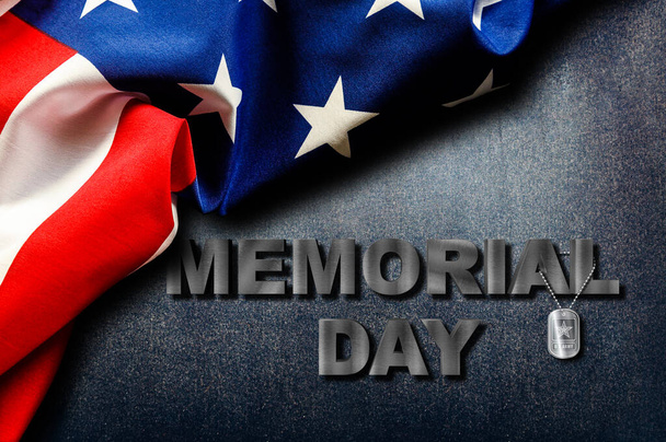 Muistomerkkipäivä. Amerikan lippu karkea tumma pinta lähikuva - Valokuva, kuva