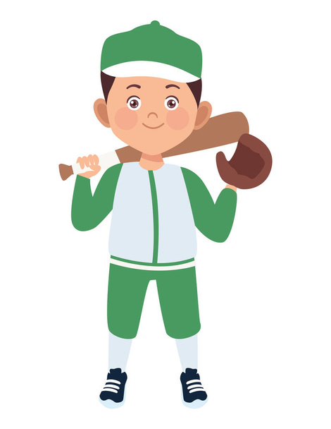 мальчик играет в бейсбол - Вектор,изображение