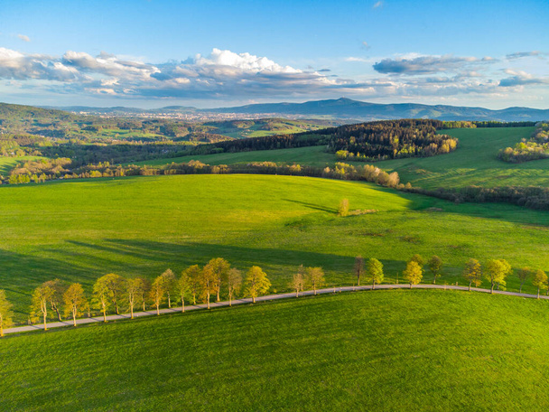 Lush green spring hilly landscape - Fotoğraf, Görsel