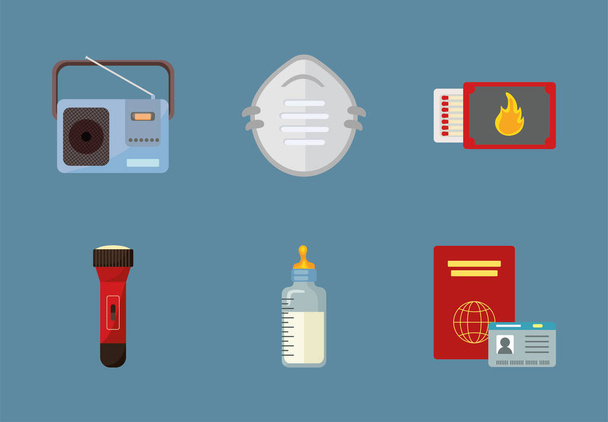 emergency kit six icons - Vector, Image