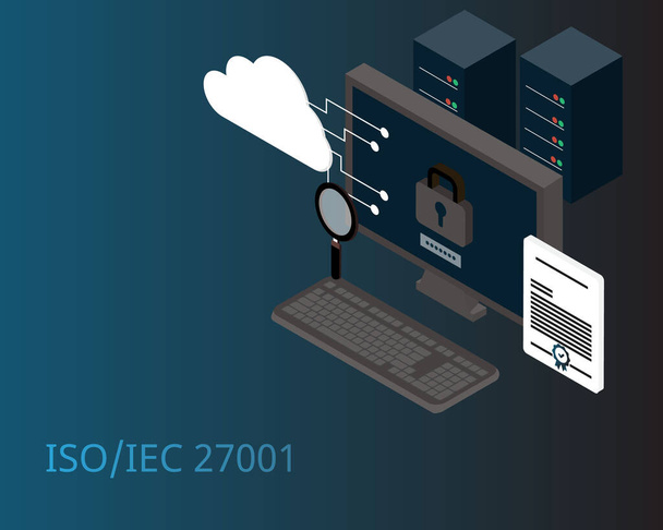 iso27001 Információbiztonság kezelése az információvagyon biztonságának megőrzése érdekében - Vektor, kép