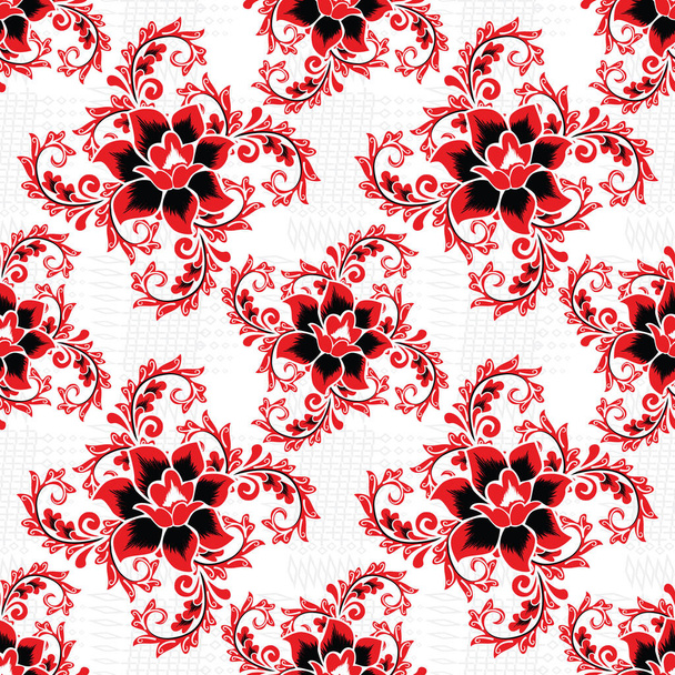 Απρόσκοπτη μοτίβο με floral εικονογράφηση, Αφηρημένη Floral batik μοτίβο Διάνυσμα - Διάνυσμα, εικόνα