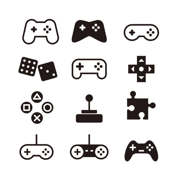 Set van eenvoudige Flat Game Icon Illustratie Ontwerp, Silhouet Game Symbool Collectie met Outlined Style Template Vector - Vector, afbeelding