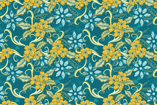 Ilustración de vectores florales de patrón sin costura, motivo tradicional de Batik - Vector, imagen