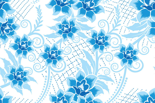 Seamless Pattern Floral Vector Illustration, Traditional Batik Motif - Wektor, obraz