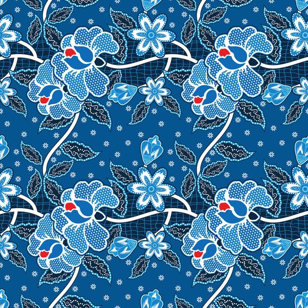 Padrão sem costura Floral Vector Ilustração, motivo tradicional Batik - Vetor, Imagem