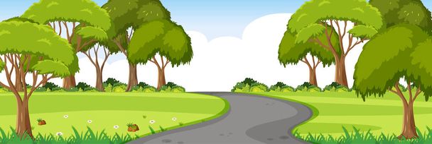 Road through the park horizontal landscape scene illustration - Vector, Image
