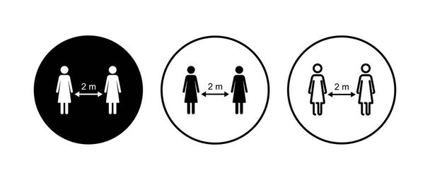 Set di icone di distanza sociale. icona della distanza sociale. segno di quarantena - Vettoriali, immagini