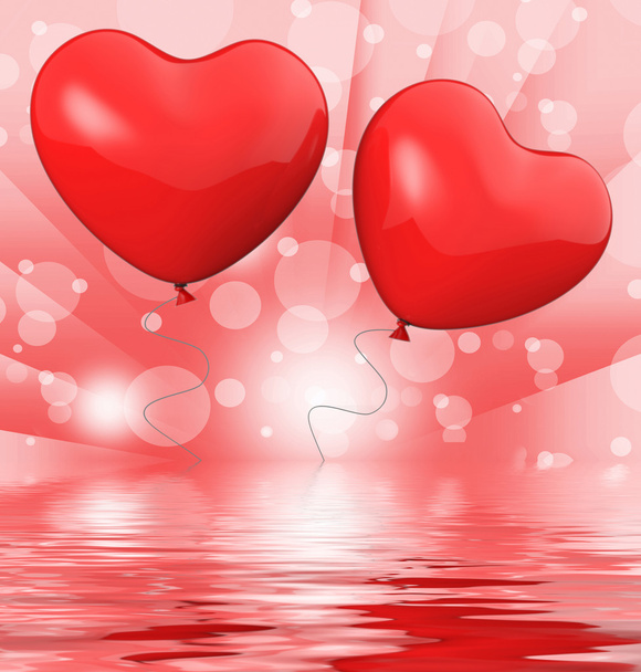 Heart Balloons Displays Love Wedding And Marriage - Foto, imagen