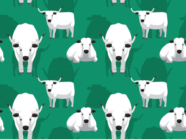 Cow White Park Cartoon Background Seamless Wallpaper - Vector, imagen