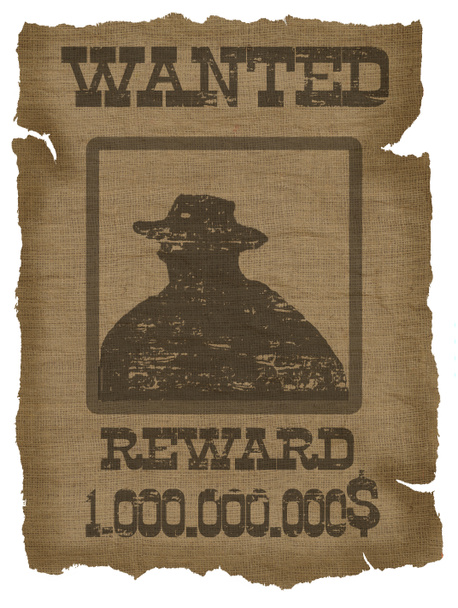 bir kovboy silueti ile eski wanted poster - Fotoğraf, Görsel
