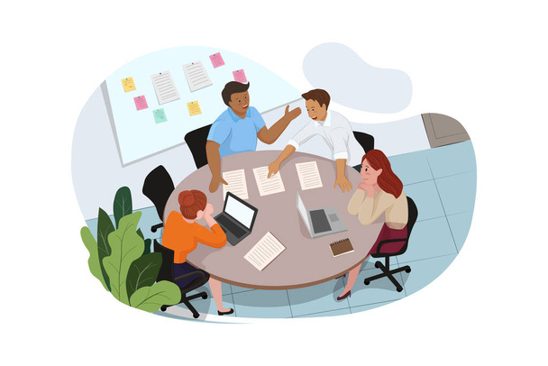 Groep mensen die een businessplan uitwerken in een kantoor. Illustratieconcept - Foto, afbeelding