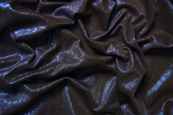Tecido iridescente, base marrom e reflexos azuis brilhantes - Foto, Imagem
