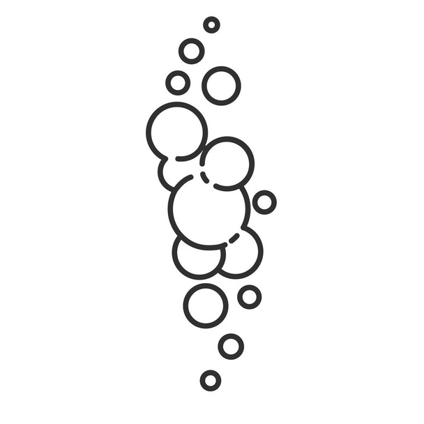 Nube de espuma de jabón con burbujas. Icono de línea vectorial plana. Ilustración de suds, espuma, humo, champú, gel y limpiador. - Vector, imagen