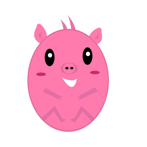 small and cute pink pig with glitter in the eyes and white smile, animal and pet concept - Vector, Image