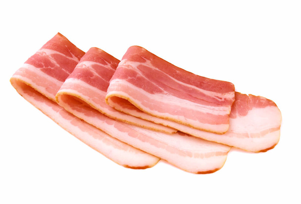 bacon isolado no fundo branco, muito saboroso. - Foto, Imagem