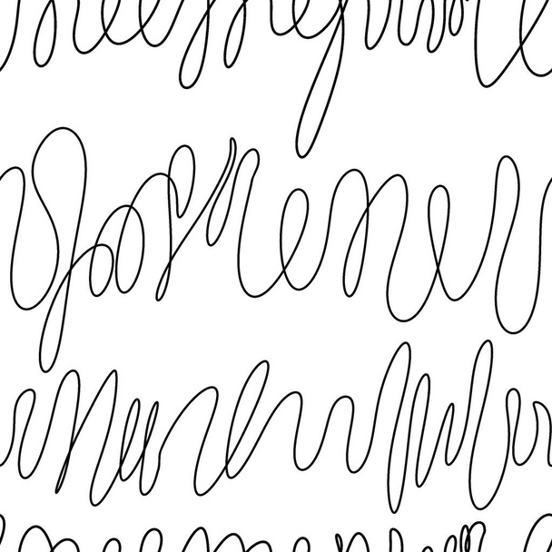 Stylish fashion seamless pattern of sinuous black lines on a white background drawn by hand. Quick sketch. Design of fabric, textiles, wallpaper, packaging, cover. - Foto, Bild