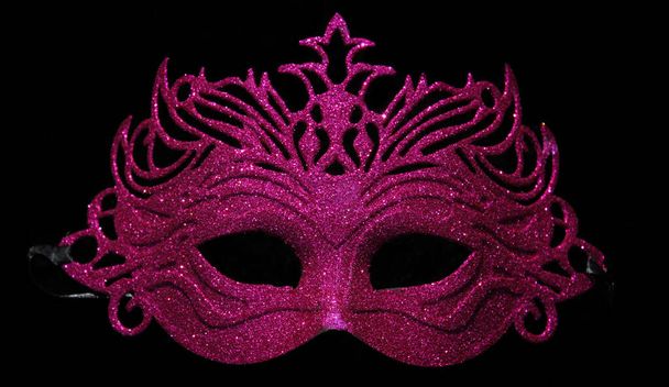 Rózsaszín csillám karnevál maszk fekete - Fotó, kép