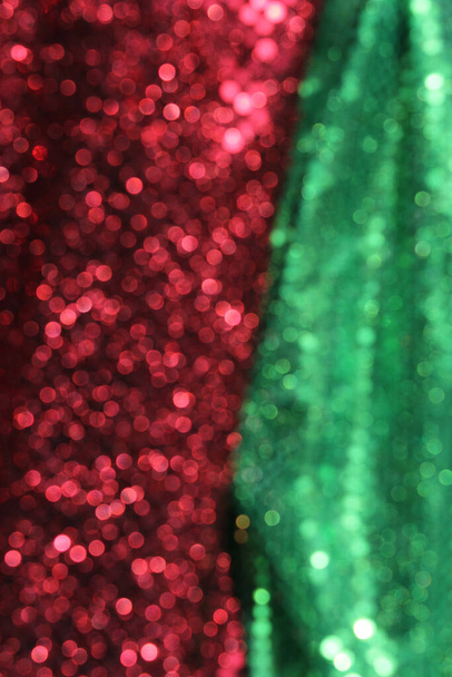 Blur Background Colorful Bokeh Green and Red Glitter - Photo, Image