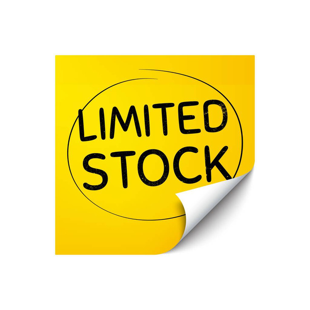 Limited stock sale. Sticker note with offer message. Special offer price sign. Advertising discounts symbol. Yellow sticker banner. Limited stock badge shape. Post note. Vector - Διάνυσμα, εικόνα
